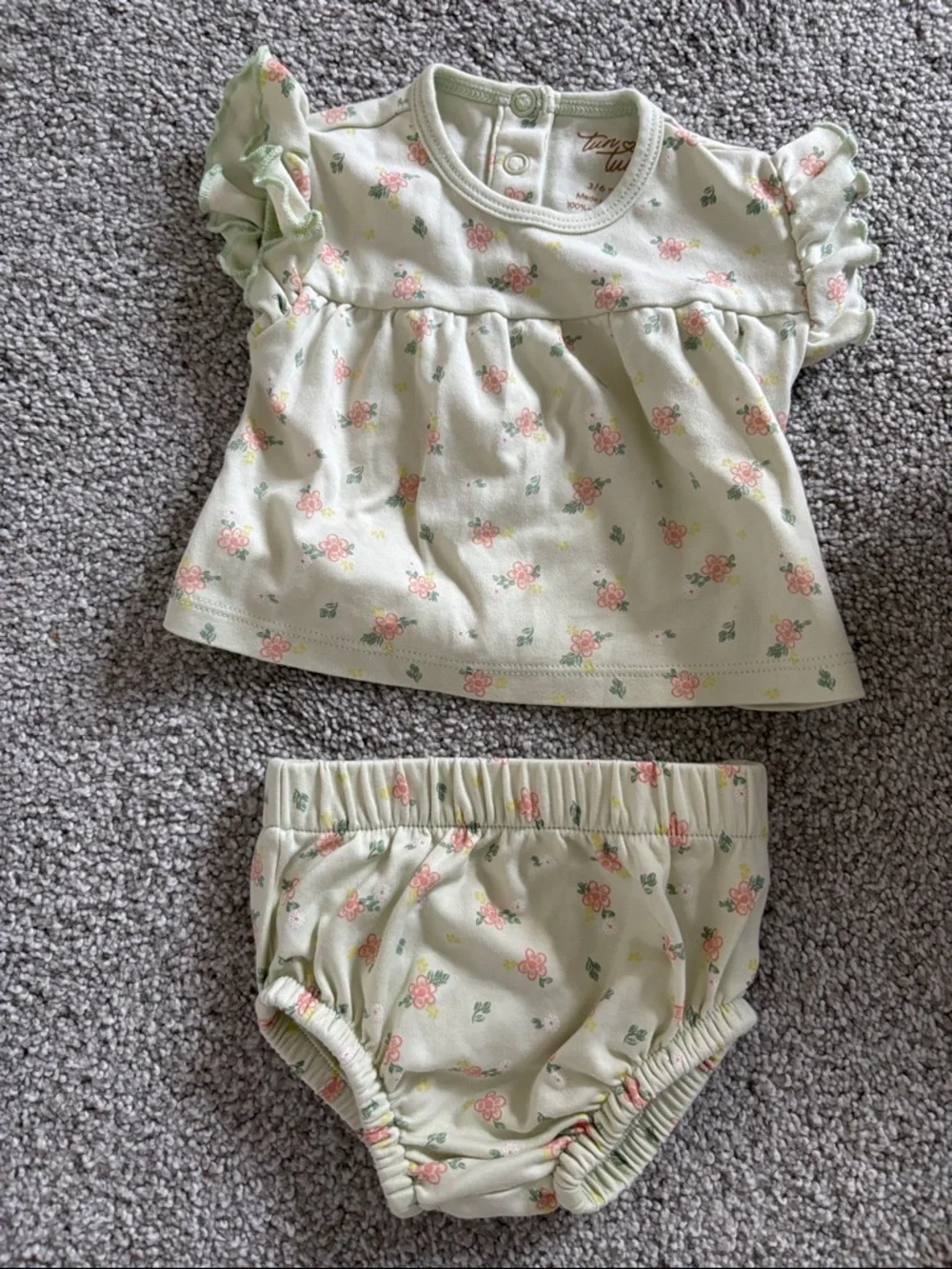 Mint Green Floral Baby Girl Matching Set